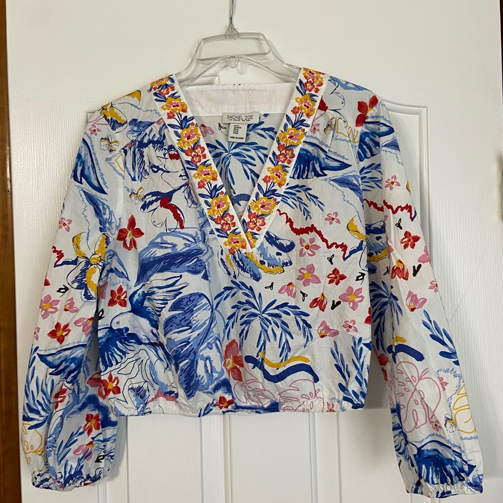 NWOT Rachel Zoe Floral Top 100% Cotton Medium